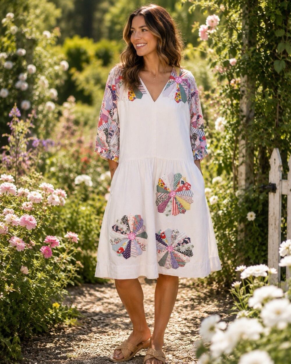 SEA Patchwork Quilt Midi Dress Sea New York NY S